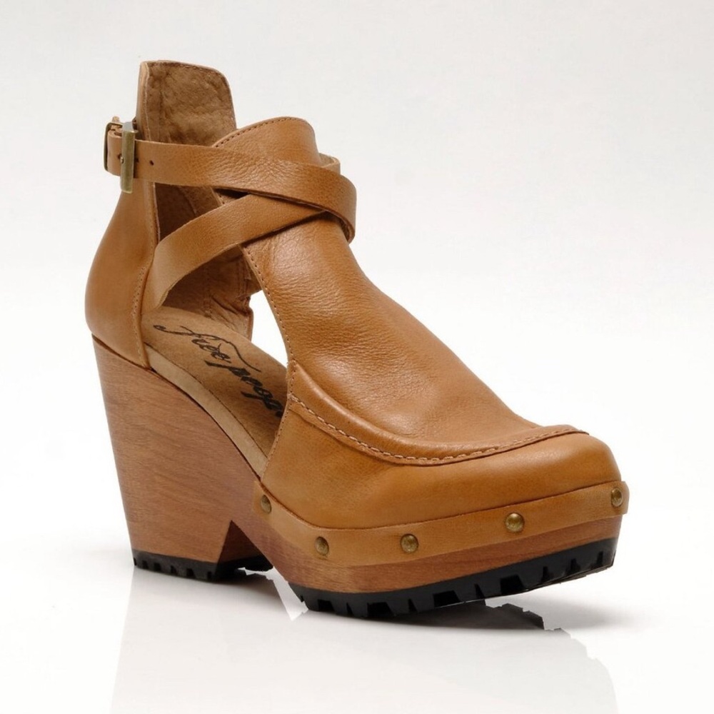 Free People Brown Leather Platform Clog Mules - Picture 4 of 11